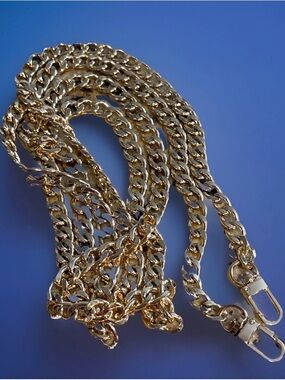 Gold Tone Curb Chain Strap with Lobster Clasps